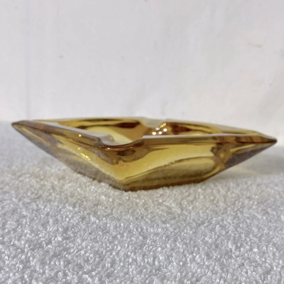 Vintage Amber Glass 3 Square Nesting Ashtrays Trinket Dishes - Picture 9 of 15